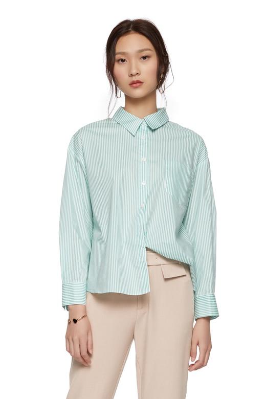 OCTAVIA 绿色不规则条纹衬衣 7067 商品图0