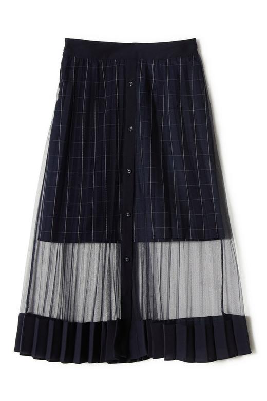 Betu百图 透视网纱双层式格纹半身裙 8924 商品图4