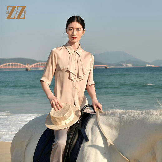 佐尔美夏季新款 桑蚕丝真丝弹力双乔衬衣女E32CS11 商品图3