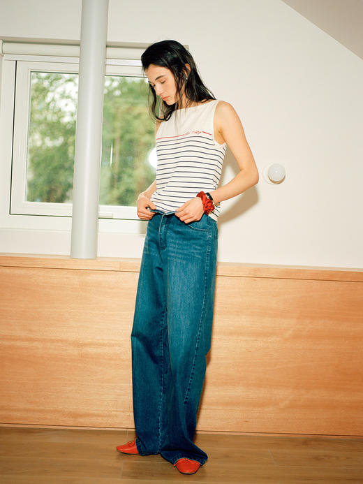 Even Vintage | 简约百搭 复古条纹宽松经典气质纯棉背心上衣女夏 商品图1