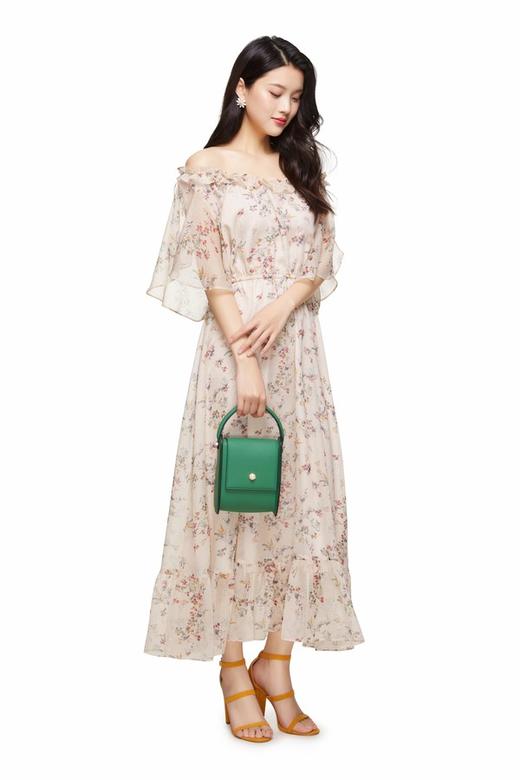 ONLY 米色印花一字肩连衣裙 9024 商品图1