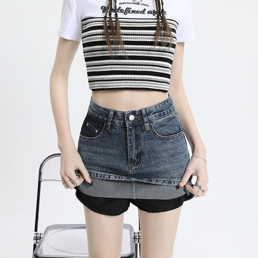 【HEY+JEANS】 季新款A字撞色 包臀短裙 305# 商品图2