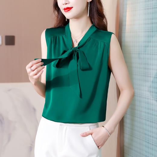 时尚内搭，蝴蝶结飘带背心外搭衬衣上衣KQL-A69N8339 商品图1
