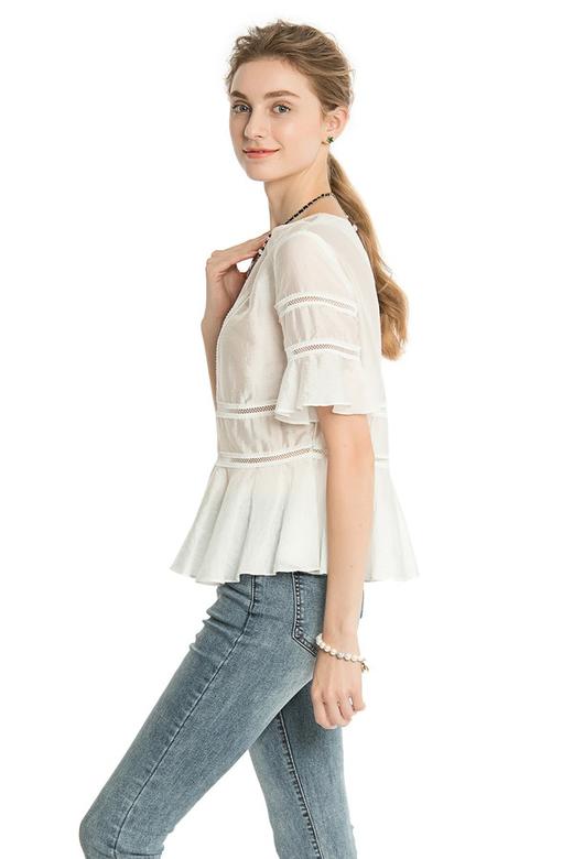 SUMMER & SAGE 白色镂空亮泽上衣 2479 商品图2
