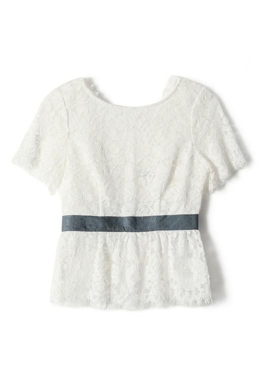 OCTAVIA 白色镂空花朵束腰上衣 2869 商品图5