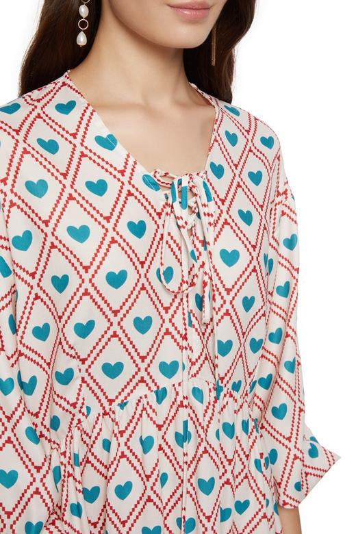 SUMMER & SAGE 几何爱心印花系带连衣裙 7068 商品图2