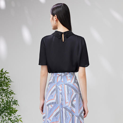 EITIE爱特爱夏季新品通勤百搭优雅舒适立领小上衣7013716 商品图4