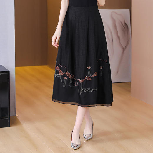 新中式半身裙2023夏季新款妈妈装国风复古中长裙AHM-dzfs5886 商品图2