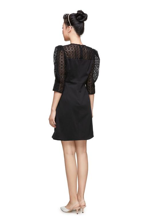 amadella 黑色半透明灯笼袖连衣裙 8991 商品图2