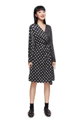 LNNNS 围裹系带黑白波点连衣裙 8891