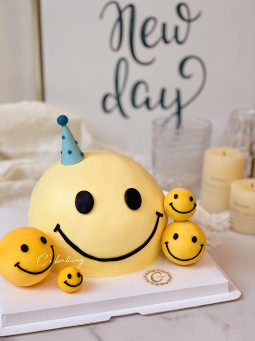 Be Happy微笑/笑脸 忌廉蛋糕【半翻糖蛋糕需提前2天预订】（默认自提，收费配送请联系客服） 商品图2