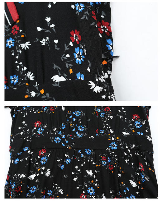 【双11亏本清，不退换】 CAIXUAN采轩蝴蝶结绑带喇叭袖连衣裙C035193B01 商品图5