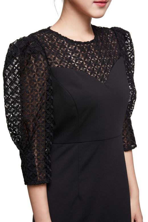 amadella 黑色半透明灯笼袖连衣裙 8991 商品图3