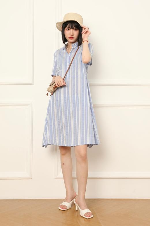 Lia Shade 设计感条纹衬衫裙 7101 商品图0