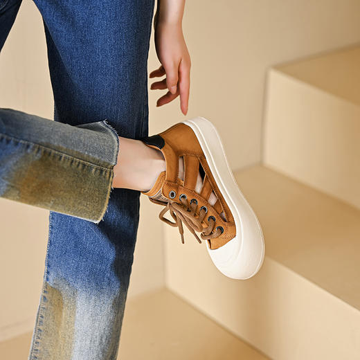 头层牛皮厚底高帮，镂空系带凉鞋KFY-32120 商品图9