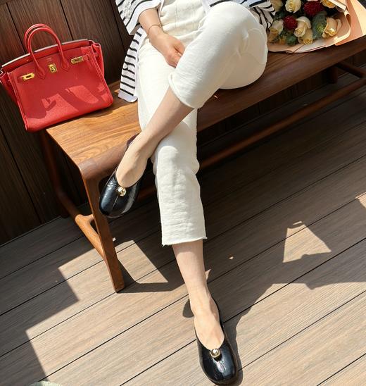 westory女鞋2023夏季新款一字扣平底牛皮革百搭单鞋72951 商品图5