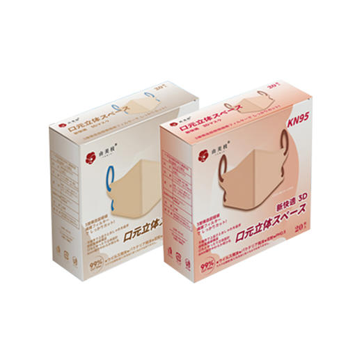 YUMIE由美枝3D防护口罩20枚/包 粉色/米色 KN95级加厚防护高效低阻 117702/117703 商品图0