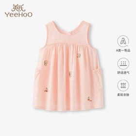英氏女童裙子夏装2023款宝宝气质圆领背心裙YRLFJ2P383A