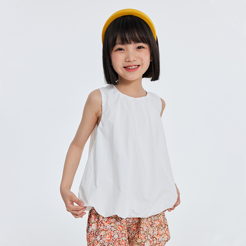 【抄底价清仓】2022龙之涵原创设计师款无袖面包服  全棉 三次高温水洗  简约气质款 女童无袖面包上衣