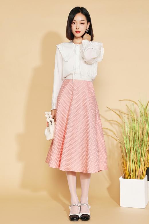 DEL CHEN 粉色肌理感A型半身裙 2534 商品图2