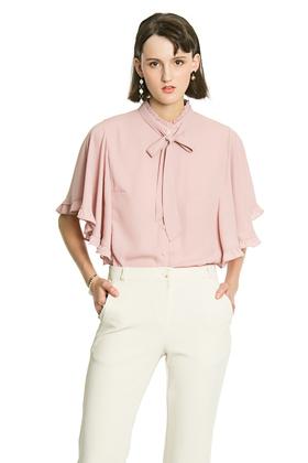 OSA欧莎 系带领结雪纺上衣 3103