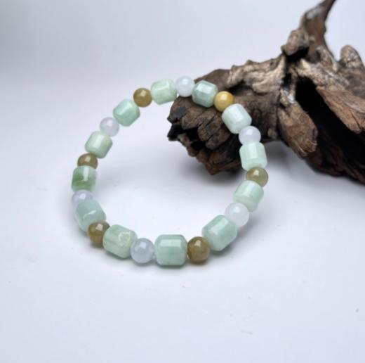 翡翠单圈单圈手串-三色桶珠圆珠 商品图0