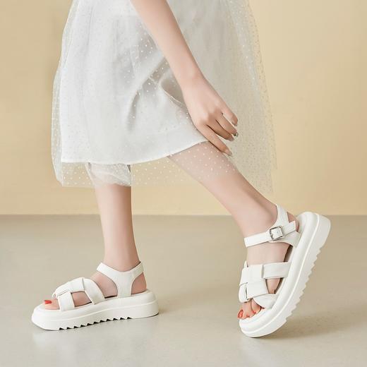 ZHR编织面凉鞋女2023新款显瘦松糕底沙滩凉鞋女小众设计外穿女鞋 商品图7