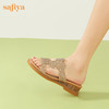 Safiya/索菲娅 2023夏季新品波西米亚爱心闪钻休闲坡跟露趾一字拖鞋SF32110407 商品缩略图4