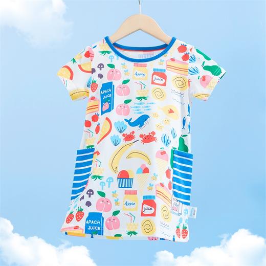 贝贝怡夏季女童轻薄短袖连衣裙卡通印花直筒裙时尚圆领裙子洋气女 商品图3