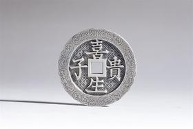 矩德泉坊 纯银手作   喜生贵子背微雕龙凤（5厘米版）555