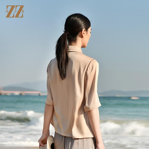 佐尔美夏季新款 桑蚕丝真丝弹力双乔衬衣女E32CS11 商品图4