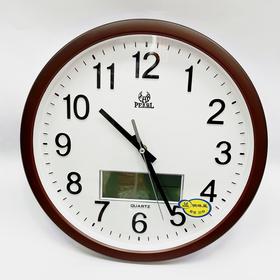 明珠星PW288圆形石英钟挂钟钟表带电子液晶日期数字显示直径36.5cm一个