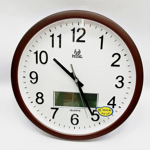 明珠星PW288圆形石英钟挂钟钟表带电子液晶日期数字显示直径36.5cm一个 商品图0