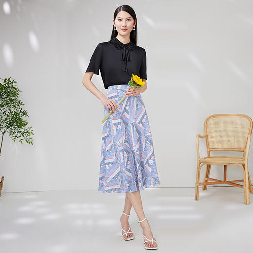 EITIE爱特爱夏季新品通勤百搭优雅舒适立领小上衣7013716 商品图3