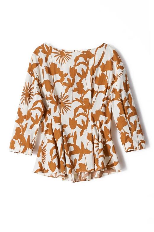 OCTAVIA 黄色印花一字肩上衣 6992 商品图3