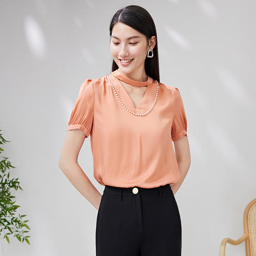 EITIE爱特爱夏季新品通勤百搭简约优雅舒适小上衣7013712 商品图8