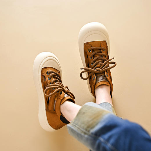 头层牛皮厚底高帮，镂空系带凉鞋KFY-32120 商品图7