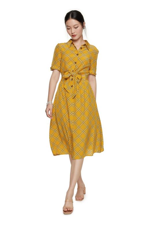 SUMMER & SAGE 腰部镂空印花连衣裙 7071 商品图0