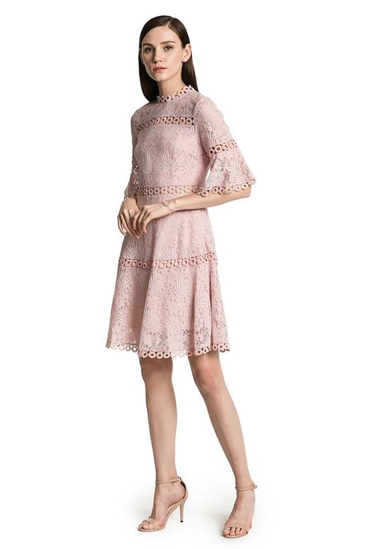 ROSEHOO 粉色钩花镂空连衣裙 2518 商品图1