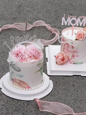 母亲节围边款一鲜奶动物奶油蛋糕  