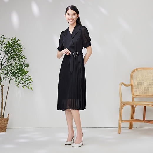 EITIE爱特爱夏季新款优雅收腰显瘦褶皱裙摆连衣裙7007750 商品图3