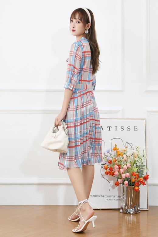 SUMMER & SAGE 系带领结打褶连衣裙 7066 商品图4