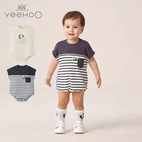 英氏婴儿男女三角短蛤衣纯棉裆哈连体衣YRHDJ2P337A YRHDJ2P336A