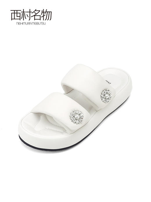 西村名物2023夏季新款外穿厚底凉拖真皮休闲运动沙滩凉鞋女23241 商品图1