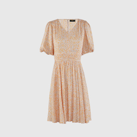 断腰加折灯笼袖连衣裙 商品图0