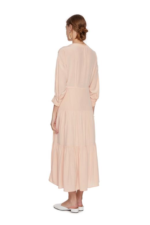 DEHUNTER 珊瑚色褶裥长款连衣裙 7122 商品图1