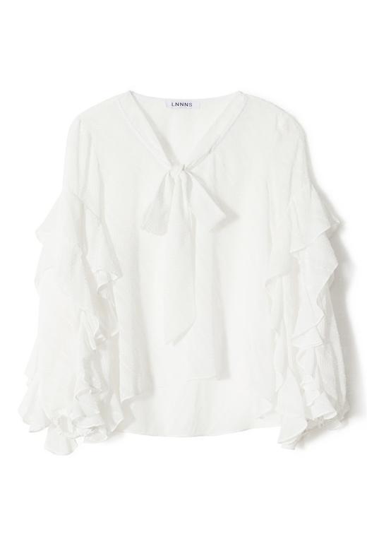 LNNNS 荷叶边饰半透明系带上衣 6378 商品图4