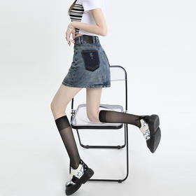 【HEY+JEANS】 季新款A字撞色 包臀短裙 305#