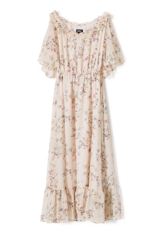 ONLY 米色印花一字肩连衣裙 9024 商品图4