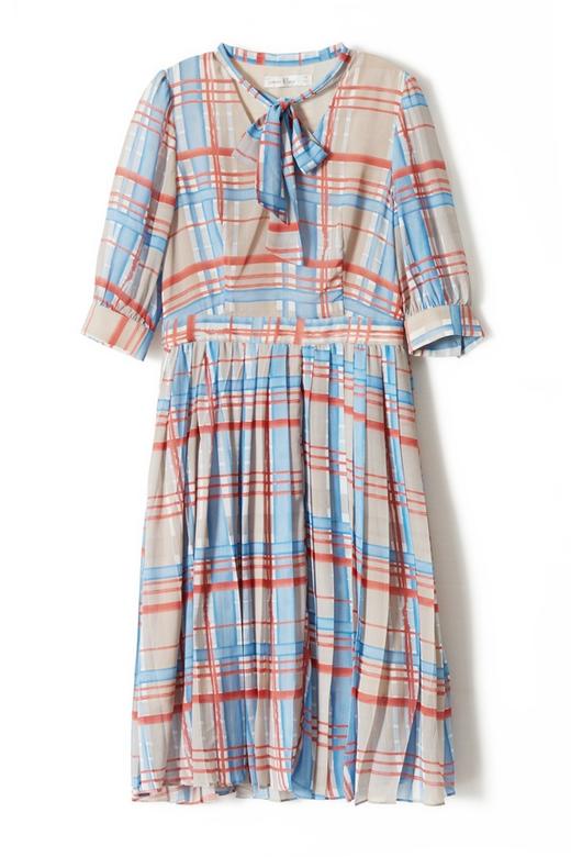 SUMMER & SAGE 系带领结打褶连衣裙 7066 商品图5